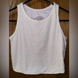 Classic White Textured Leopard Tank Crop Top